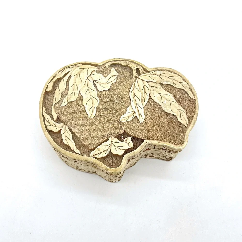 Vintage 1982 Ivory Dynasty Faux‎ Cinnabar Carved Trinket Jewelry Box